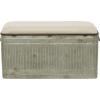 imageDeco 79 Metal Room Storage Bench Galvanized Entryway Bench with Cream Burlap Top Bench 50quot x 16quot x 18quot Gray38 x 16 x 19