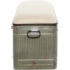 imageDeco 79 Metal Room Storage Bench Galvanized Entryway Bench with Cream Burlap Top Bench 50quot x 16quot x 18quot Gray50 x 16 x 18