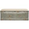 imageDeco 79 Metal Room Storage Bench Galvanized Entryway Bench with Cream Burlap Top Bench 50quot x 16quot x 18quot Gray50 x 16 x 18