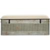 imageDeco 79 Metal Room Storage Bench Galvanized Entryway Bench with Cream Burlap Top Bench 50quot x 16quot x 18quot Gray50 x 16 x 18
