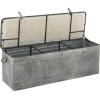 imageDeco 79 Metal Room Storage Bench Galvanized Entryway Bench with Cream Burlap Top Bench 50quot x 16quot x 18quot Gray50 x 16 x 18