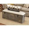 imageDeco 79 Metal Room Storage Bench Galvanized Entryway Bench with Cream Burlap Top Bench 50quot x 16quot x 18quot Gray50 x 16 x 18