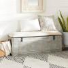 imageDeco 79 Metal Room Storage Bench Galvanized Entryway Bench with Cream Burlap Top Bench 50quot x 16quot x 18quot Gray50 x 16 x 18