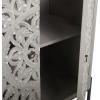 imageDeco 79 Wood Floral Intricately Carved 1 Shelf and 2 Doors Cabinet 30quot x 15quot x 42quot WhiteGrey