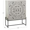 imageDeco 79 Wood Floral Intricately Carved 1 Shelf and 2 Doors Cabinet 30quot x 15quot x 42quot WhiteGrey