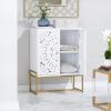 imageDeco 79 Wood Floral Intricately Carved 1 Shelf and 2 Doors Cabinet 30quot x 15quot x 42quot WhiteWhite