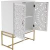 imageDeco 79 Wood Floral Intricately Carved 1 Shelf and 2 Doors Cabinet 30quot x 15quot x 42quot WhiteWhite