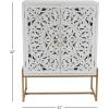 imageDeco 79 Wood Floral Intricately Carved 1 Shelf and 2 Doors Cabinet 30quot x 15quot x 42quot WhiteWhite