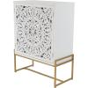 imageDeco 79 Wood Floral Intricately Carved 1 Shelf and 2 Doors Cabinet 30quot x 15quot x 42quot WhiteWhite