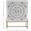 imageDeco 79 Wood Floral Intricately Carved 1 Shelf and 2 Doors Cabinet 30quot x 15quot x 42quot WhiteWhite