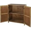 imageDeco 79 Wood Floral Intricately Carved 1 Shelf and 2 Doors Cabinet 32quot x 14quot x 36quot Brown