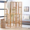 imageDeco 79 Wood Geometric Partition Room Divider Screen Hinged Foldable Partition 3 Panel Privacy Screen Room Partition 52quot x 1quot x 71quot BrownBrown