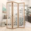 imageDeco 79 Wood Geometric Partition Room Divider Screen Hinged Foldable Partition 3 Panel Privacy Screen with Intricately Carved Designs Room Partition 54quot x 1quot x 72quot White