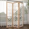 imageDeco 79 Wood Geometric Partition Room Divider Screen Hinged Foldable Partition 3 Panel Privacy Screen with Intricately Carved Designs Room Partition 54quot x 1quot x 72quot White
