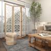 imageDeco 79 Wood Geometric Partition Room Divider Screen Hinged Foldable Partition 3 Panel Privacy Screen with Intricately Carved Designs Room Partition 54quot x 1quot x 72quot White