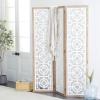 imageDeco 79 Wood Geometric Partition Room Divider Screen Hinged Foldable Partition 3 Panel Privacy Screen with Intricately Carved Designs Room Partition 54quot x 1quot x 72quot White