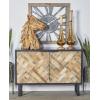 imageDeco 79 Wood Geometric Room Cabinet 1 Shelf and 2 Door Storage Cabinet with Wood Inlay Accent Cabinet 47quot x 18quot x 33quot Black