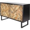 imageDeco 79 Wood Geometric Room Cabinet 1 Shelf and 2 Door Storage Cabinet with Wood Inlay Accent Cabinet 47quot x 18quot x 33quot Black