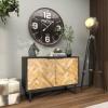 imageDeco 79 Wood Geometric Room Cabinet 1 Shelf and 2 Door Storage Cabinet with Wood Inlay Accent Cabinet 47quot x 18quot x 33quot Black