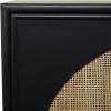 imageDeco 79 Wood Geometric Room Cabinet Geometric Cane Front 1 Shelf and 2 Doors Storage Cabinet Accent Cabinet 36quot x 16quot x 43quot Black