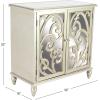 imageDeco 79 Wood Scroll Room Cabinet Intricately Carved 1 Shelf and 2 Doors Storage Cabinet with Mirrored Front Accent Cabinet 31quot x 15quot x 30quot ChampagneChampagne