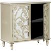 imageDeco 79 Wood Scroll Room Cabinet Intricately Carved 1 Shelf and 2 Doors Storage Cabinet with Mirrored Front Accent Cabinet 31quot x 15quot x 30quot ChampagneChampagne