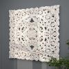 imageDeco 79 Wooden Floral Handmade Home Wall Decor Intricately Carved Wall Sculpture with Mandala Design Wall Art 36quot x 2quot x 36quot White