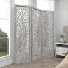 imageDeco 79 Wooden Floral Handmade Room Divider Screen Hinged Foldable Partition 3 Panel Privacy Screen with Intricate Carved Design 60quot x 1quot x 69quot White