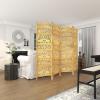 imageDeco 79 Wooden Scroll Handmade Room Divider Screen Hinged Foldable Partition 4 Panel Privacy Screen with Carved Elephant Accents 80quot x 1quot x 72quot Gold