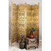 imageDeco 79 Wooden Scroll Handmade Room Divider Screen Hinged Foldable Partition 4 Panel Privacy Screen with Carved Elephant Accents 80quot x 1quot x 72quot Gold