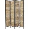 imageDeco 79 Bamboo Wood Handmade Partition Room Divider Screen Hinged Foldable Partition 4 Panel Privacy Screen with Horizontal Bamboo Stick Design Room Partition 63quot x 1quot x 71quot Light BrownLight Brown