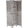 imageDeco 79 Mango Wood Partition Room Divider Screen Foldable Partition 3 Panel Privacy Screen with Carved Starburst Design Room Partition 59quot x 1quot x 70quot BlackGrey