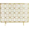 imageDeco 79 Metal Geometric Partition Room Divider Screen Hinged Foldable Arched Partition 3 Panel Privacy Screen Room Partition 50quot x 1quot x 69quot GoldGold