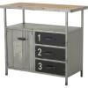 imageDeco 79 Metal Room Cabinet Army Surplus Style 3 Drawers 2 Shelves and 1 Door Storage Cabinet with Numbers and Text Accent Cabinet 36quot x 17quot x 32quot Gray