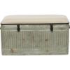 imageDeco 79 Metal Room Storage Bench Galvanized Entryway Bench with Cream Burlap Top Bench 50quot x 16quot x 18quot Gray38 x 16 x 19