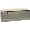 imageDeco 79 Metal Room Storage Bench Galvanized Entryway Bench with Cream Burlap Top Bench 50quot x 16quot x 18quot Gray50 x 16 x 18