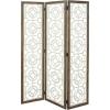 imageDeco 79 Wood Geometric Partition Room Divider Screen Hinged Foldable Partition 3 Panel Privacy Screen with Intricately Carved Designs Room Partition 54quot x 1quot x 72quot White