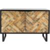 imageDeco 79 Wood Geometric Room Cabinet 1 Shelf and 2 Door Storage Cabinet with Wood Inlay Accent Cabinet 47quot x 18quot x 33quot Black