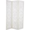 imageDeco 79 Wooden Floral Handmade Room Divider Screen Hinged Foldable Partition 3 Panel Privacy Screen with Intricate Carved Design 60quot x 1quot x 69quot White