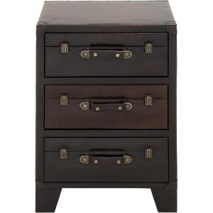 imageDeco 79 Faux Leather Room Cabinet Vintage Faux Leather Storage Cabinet with Buckles and Straps Detailing Accent Cabinet 19quot x 14quot x 28quot Dark Brown