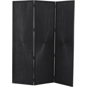 imageDeco 79 Mango Wood Partition Room Divider Screen Foldable Partition 3 Panel Privacy Screen with Carved Starburst Design Room Partition 59quot x 1quot x 70quot BlackBlack