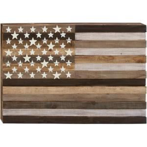 imageDeco 79 Metal American Flag Home Wall Decor Indoor Outdoor Wall Sculpture Wall Art 38quot x 2quot x 26quot RedDark Brown