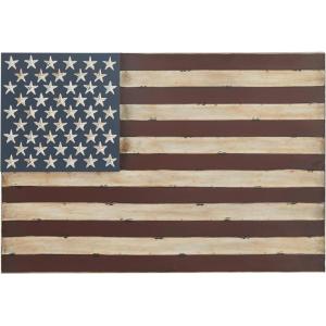 imageDeco 79 Metal American Flag Home Wall Decor Indoor Outdoor Wall Sculpture Wall Art 38quot x 2quot x 26quot RedRed