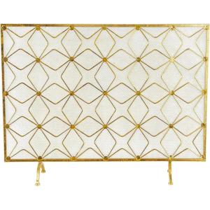 imageDeco 79 Metal Geometric Partition Room Divider Screen Hinged Foldable Arched Partition 3 Panel Privacy Screen Room Partition 50quot x 1quot x 69quot GoldGold
