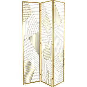 imageDeco 79 Metal Geometric Room Divider Screen  3 Panel Hinged Foldable Privacy Partition Gold 43quot x 2quot x 67quot
