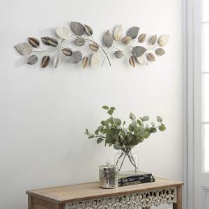imageDeco 79 Metal Leaf Textured Wall Decor with Multiple Shades 30quot x 2quot x 33quot Bronze50L x 2W x 15H Pack of 4