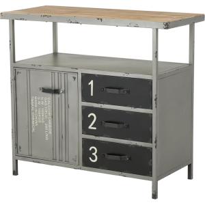 imageDeco 79 Metal Room Cabinet Army Surplus Style 3 Drawers 2 Shelves and 1 Door Storage Cabinet with Numbers and Text Accent Cabinet 36quot x 17quot x 32quot Gray