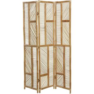 imageDeco 79 Wood Geometric Partition Room Divider Screen Hinged Foldable Partition 3 Panel Privacy Screen Room Partition 52quot x 1quot x 71quot BrownBrown