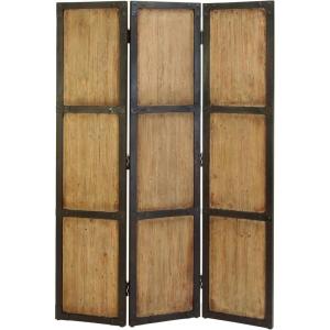 imageDeco 79 Wood Partition Room Divider Screen Hinged Foldable Partition 3 Panel Privacy Screen with Solid Wood Panels Room Partition 48quot x 1quot x 71quot Brown