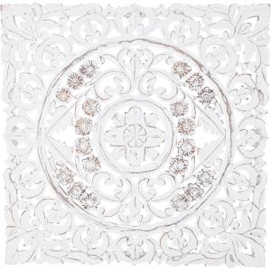 imageDeco 79 Wooden Floral Handmade Home Wall Decor Intricately Carved Wall Sculpture with Mandala Design Wall Art 36quot x 2quot x 36quot White